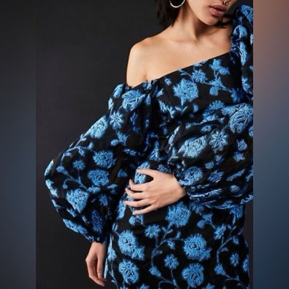 Free People Aureta Georgia Mini Dress Black Blue M - Picture 7 of 7